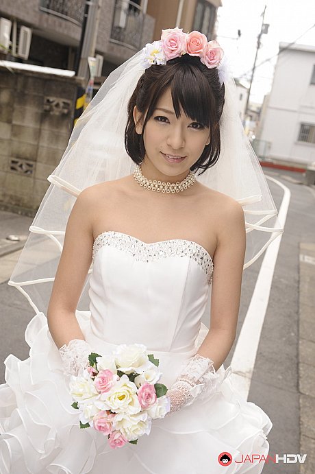 Pretty Japanese bride Ruri Narumiya poses on the street during her massive day - Image 3 of 15  in Outdoor category   featuring Ruri Narumiya 