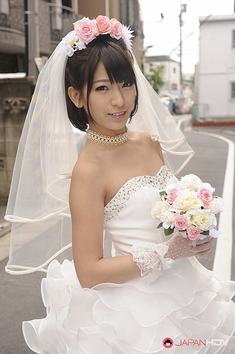 Pretty Japanese bride Ruri Narumiya poses on the street during her massive day - Image 13 of 15  in Outdoor category   featuring Ruri Narumiya 