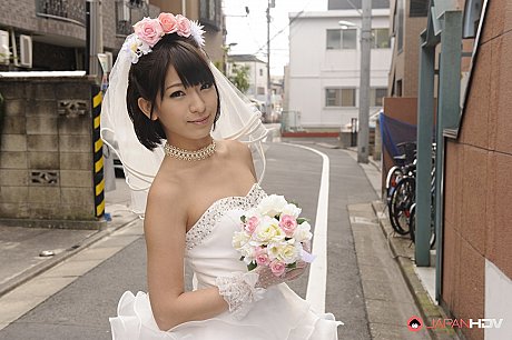 Pretty Japanese bride Ruri Narumiya poses on the street during her massive day - Image 15 of 15  in Outdoor category   featuring Ruri Narumiya 