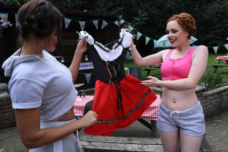 Lusty ginger Ella Hughes gets poked by a giant dicked jock at the Oktoberfest - #986562