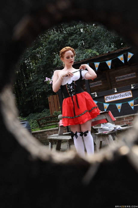 Lusty ginger Ella Hughes gets poked by a giant dicked jock at the Oktoberfest - #986563