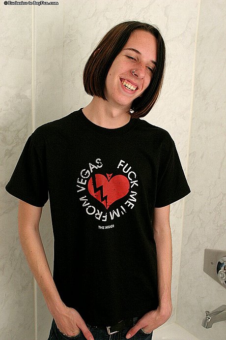 Good-looking twink River shows his tight behind & his furry dong in the bathroom - Image 2 of 20  in Gay category  