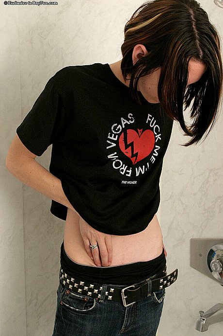 Good-looking twink River shows his tight behind & his furry dong in the bathroom - Image 3 of 20  in Gay category  