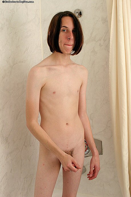 Good-looking twink River shows his tight behind & his furry dong in the bathroom - Image 9 of 20  in Gay category  