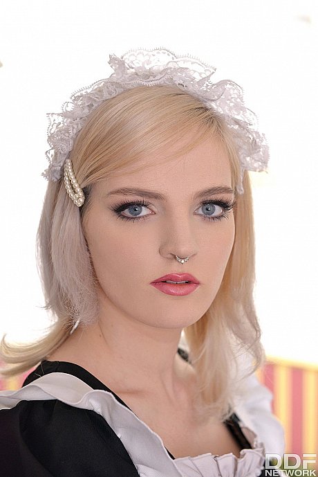 Maid with pierced nose Carly Rae gives rimjob and gets face screwed by two guys - Image 1 of 20  in Threesome category   featuring Antonio Ross, Frank Gun, Carly Rae 