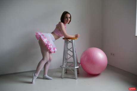 Brunette ballerina Lia Louise teases in her tutu & mounts her dance instructor - #786588