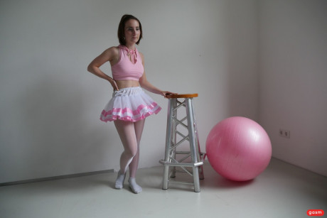 Brunette ballerina Lia Louise teases in her tutu & mounts her dance instructor - #786591