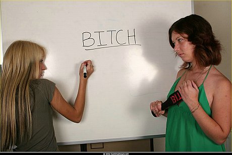 Petite yellow-haired strips nude before having her behind paddled by a lesbian - Image 1 of 12  in Pussy category  