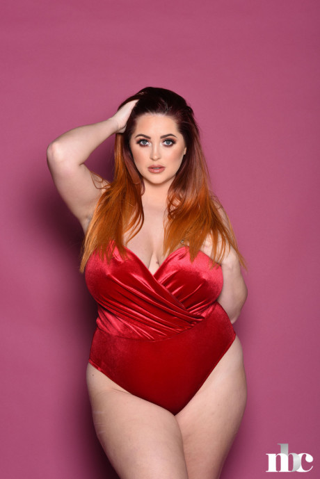 Cute delicious British fatty Lucy Vixen caressing her bountiful natural breasts - #98960