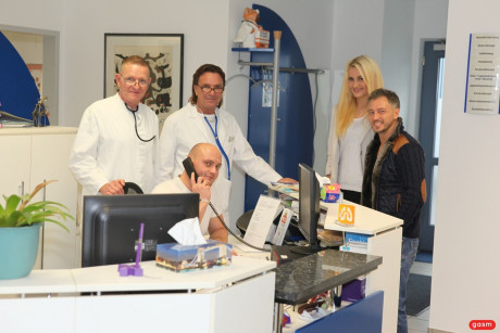 Blondy Ukrainian chick posing among perverted doctors at the hospital - #1480598