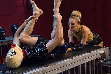 Domina Mona Wales giving her male sub anal punishment in a sleazy femdom scene - Image 3 of 14  in MILF category   featuring Mona Wales, Tony Orlando 