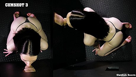 Brunette skank woman Celestina Blooms licks off a bunch of penii at a gloryhole - Image 6 of 15  in Ass category   featuring Celestina Blooms 