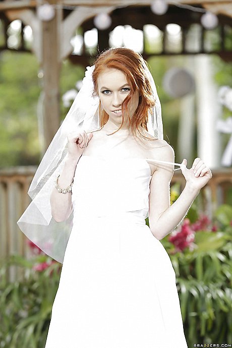 Red Hair teenie babe Dolly Little stripping off wedding dress outdoors - Image 2 of 16  in Outdoor category   featuring Dolly Little 
