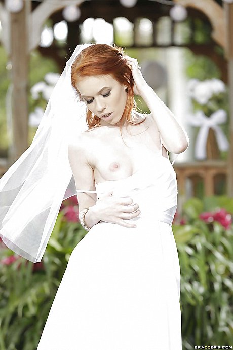 Red Hair teenie babe Dolly Little stripping off wedding dress outdoors - Image 3 of 16  in Outdoor category   featuring Dolly Little 