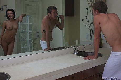 Nude Ruby with her natural boobs gets a pussy licking & bang in the bathroom - Image 1 of 17  in Pussy category   featuring Ruby Knox, Richard Cynderblock 