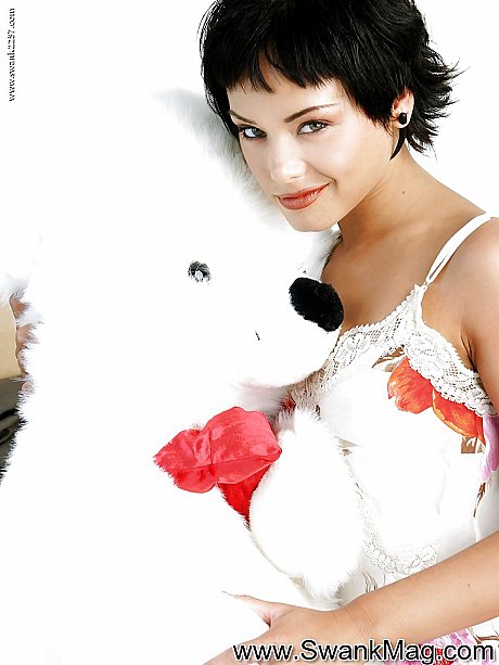 Short haired brunette babe with tiny titties stripping and spreading her legs - Image 1 of 16  in Pussy category   featuring Andrea Spinks 
