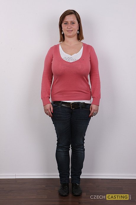 Wide cougar amateur gets completely nude in front of a white wall - Image 3 of 21  in Big Tits category   featuring Tereza 