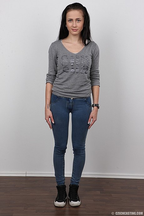 Amateur Denisa sits on a glass table naked to show her engorged clitoris - Image 2 of 20  in Babe category   featuring Nicole Love 