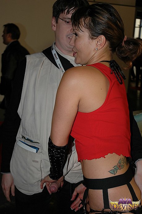 Busty chinese skank Ava Devine swallows off her fans and masturbates at the sex show - Image 13 of 20  in Outdoor category   featuring Ava Devine 