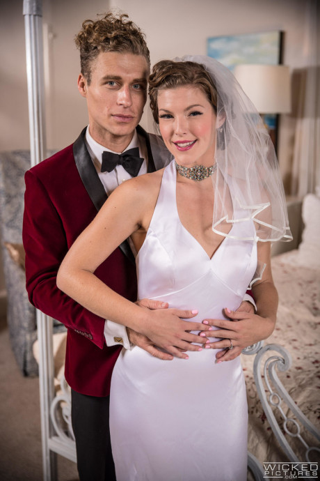 Lovely bride Ella Nova gets her wedding dress stripped and her twat dicked - #271412