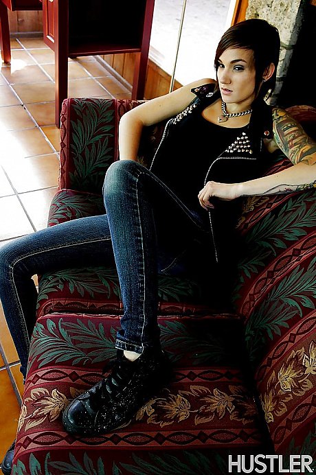 Short haired pornstar Nikki Hearts posing fully clothed in denim jeans - Image 3 of 16  in Masturbation category   featuring Nikki Hearts