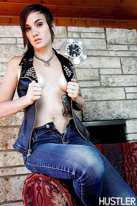 Short haired pornstar Nikki Hearts posing fully clothed in denim jeans - Image 7 of 16  in Masturbation category   featuring Nikki Hearts