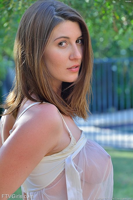 Solo lady gf woman in sheer dress flashes on walkway and gets freaky with a cucumber - Image 11 of 16  in Dildo category   featuring Amber Hahn 