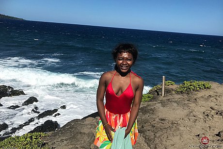 Little Afro-American teen Noemie Bilas shows her boobs & choco holes in a solo - Image 9 of 20  in Outdoor category   featuring Noemie Bilas 