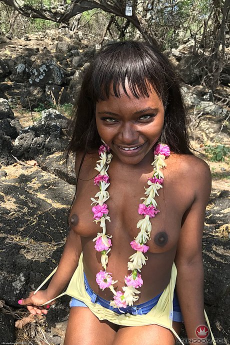 Little Afro-American teen Noemie Bilas shows her boobs & choco holes in a solo - Image 17 of 20  in Outdoor category   featuring Noemie Bilas 