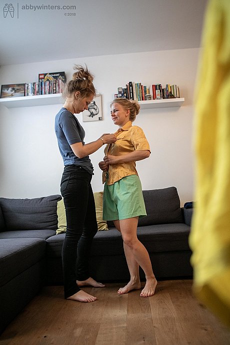 Thin teens with their hair up Caisa and Rose K dressing together - Image 20 of 21  in Lesbian category   featuring Rose K, Caisa 