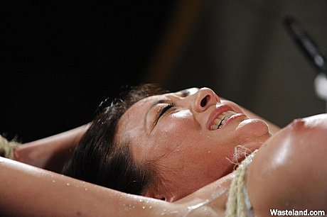 Tied up and gagged female is covered in hot wax before being masturbated - Image 11 of 16  in Dildo category  