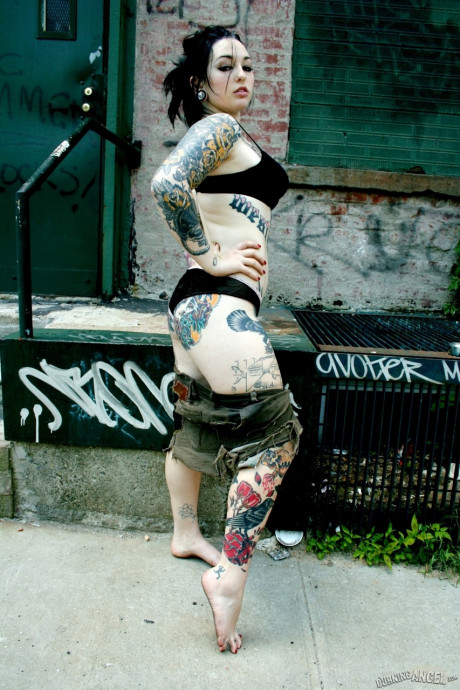 Stunning fetish whore gf woman Adahlia reveals her humongous boobies & massive tattoos outdoors - #162684