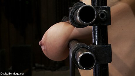 Amateur Alia Janine shows gets bound in metal bondage & blindfolded - Image 5 of 20  in Dildo category   featuring Alia Janine 