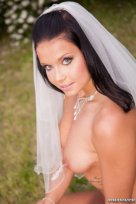 Pretty bride with nice breasts Victoria Blaze takes a rod in front of a car - Image 4 of 21  in Outdoor category   featuring Victoria Blaze 