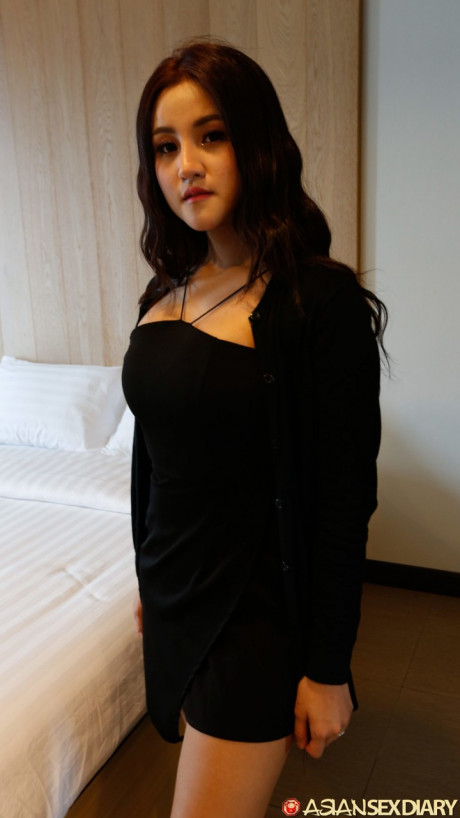 Ravishing chinese skank gf girl Zin shows her massive boobies while undressing for POV sex - #701826