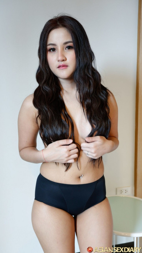 Ravishing chinese skank gf girl Zin shows her massive boobies while undressing for POV sex - #701836