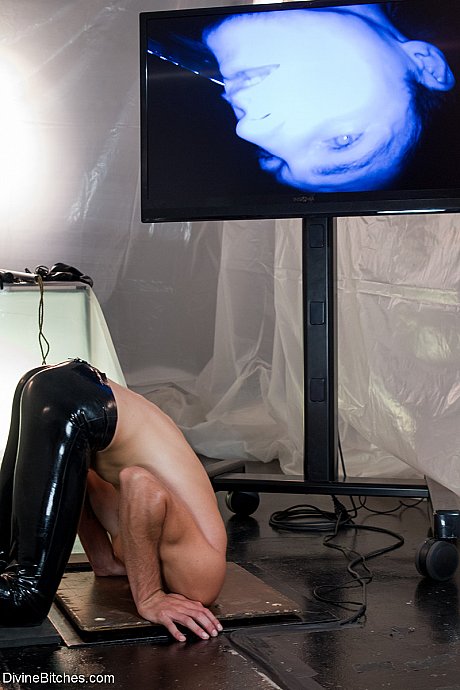 Domina in a leather corset and stockings Chanel Preston pegging her slave - Image 1 of 20  in Pussy category   featuring Chanel Preston, Tony Orlando 