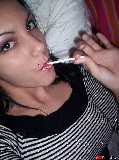 Dark haired amateur Nikki takes selfies in a teasing manner - Image 5 of 12  in Close Up category   featuring Nikki 