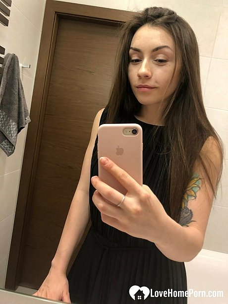Brunette American takes selfies of her medium boobs and round butt - Image 4 of 20  in Pussy category  