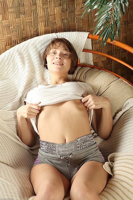 Sweet yummy Russian amateur Irene displays her hairy twat and rubs it in a solo - Image 4 of 20  in Pussy category   featuring Irene 