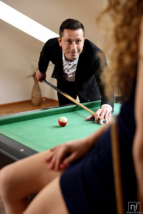 Teenage virgin Sabrina Spice gets seduced and sexed on the pool table - Image 3 of 20  in Model category   featuring Nick Ross, Sabrina Spice 