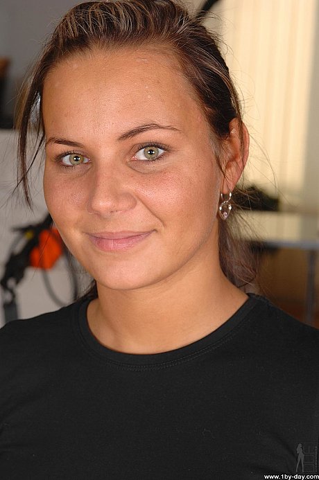 European babe Nataly uncovers her supple titties during a casting interview - Image 1 of 20  in Pussy category   featuring Nataly D 