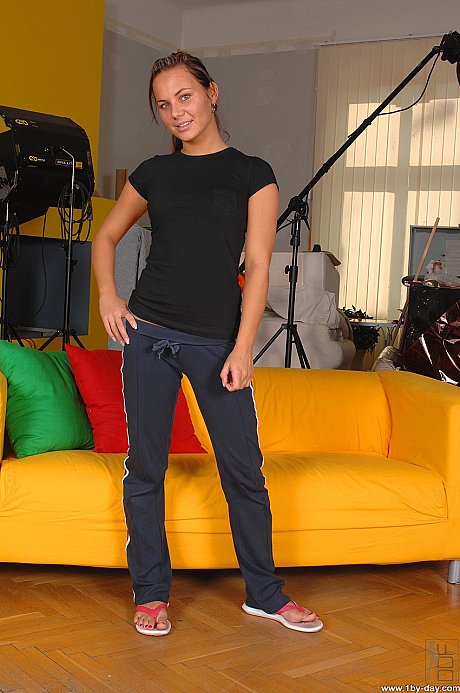 European babe Nataly uncovers her supple titties during a casting interview - Image 3 of 20  in Pussy category   featuring Nataly D 