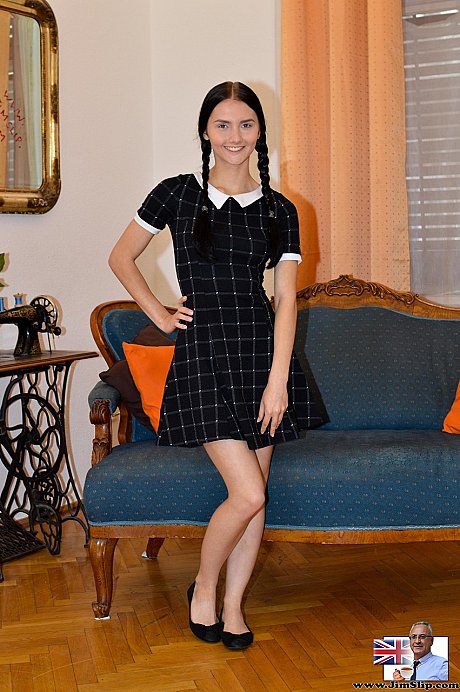 Pigtailed Crystal Greenvelle hikes her skirt to reveal shaved young vagina - Image 2 of 16  in Pussy category   featuring Crystal Greenvelle 