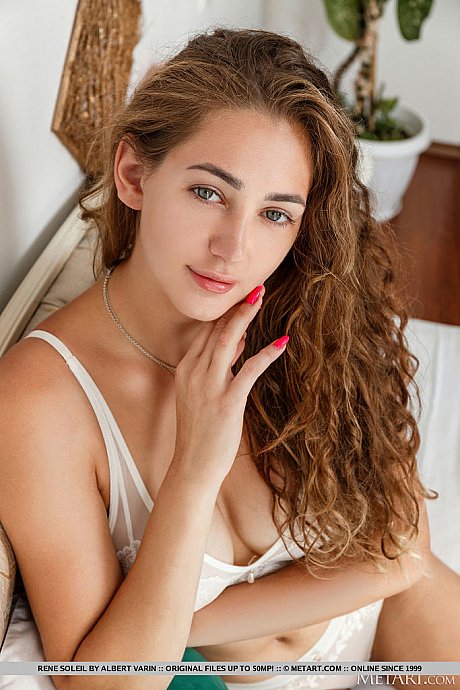 Gorgeous young Rene Soleil takes off her undergarment to pose nude - Image 1 of 18  in Model category   featuring Rene Soleil 