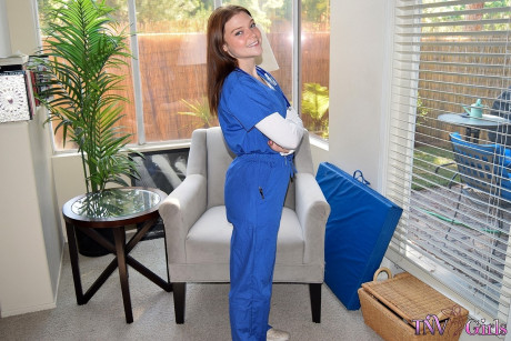 Hot inked amateur nurse Katerina doffs her uniform and poses undressed at work - #1320848