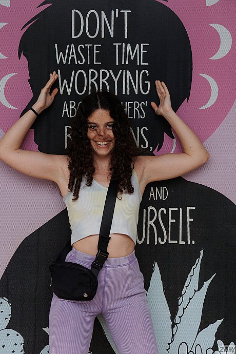 Gorgeous charming curly haired babe Gabriella Noren shows her tiny titties and her monstrous behind - Image 9 of 13  in Outdoor category   featuring Gabriella Noren 