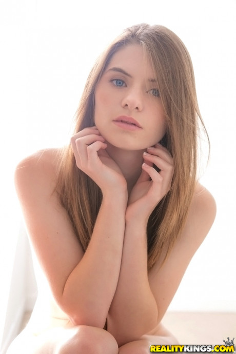 Long-haired teenage sweety Alice March gets rid of her uniform and panties - #1542913