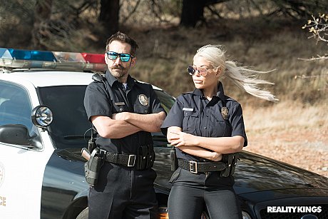 Blonde Spanish copper Bridgette B fucks a hot criminal on the cop car - Image 1 of 20  in Outdoor category   featuring Bridgette B, Charles Dera 