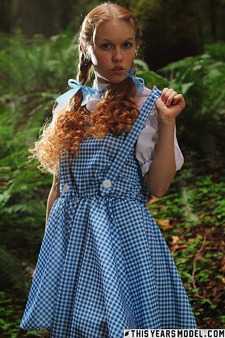 Attractive red hair teen Dolly Little gets naked in white socks while in a forest - Gallery #4495